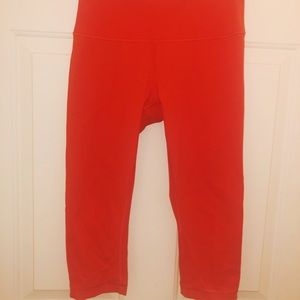 Lululemon Orange Cropped Fast & Free Pants